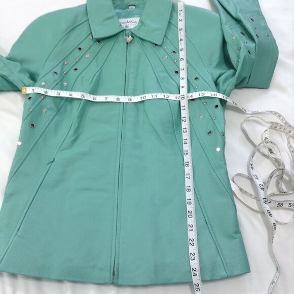 Pamela Mc Coy Vintage Leather Hourglass Blazer Jacket Size XS - Picture 5 of 8